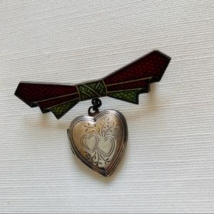 VINTAGE‎ Silver Locket Brooch - So Unique & Stunning